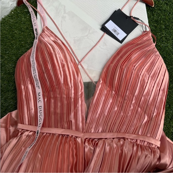 IEENA 1 FOR MAC DUGGAL Pleated Rose Gold Maxi Dresss size 12 women NWT $398 - Picture 7 of 11